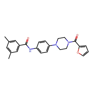N-[4-[4-(furan-2-carbonyl)piperazin-1-yl]phenyl]-3,5-dimethylbenzamide structure