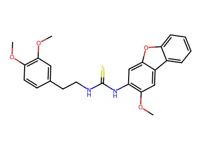 1-[2-(3,4-Dimethoxyphenyl)ethyl]-3-(2-methoxydibenzofuran-3-yl)thiourea structure