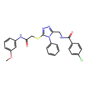 4-chloro-N-[[5-[2-(3-methoxyanilino)-2-oxoethyl]sulfanyl-4-phenyl-1,2,4-triazol-3-yl]methyl]benzamide structure