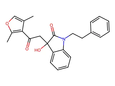 3-[2-(2,4-Dimethyl-3-furanyl)-2-oxoethyl]-3-hydroxy-1-(2-phenylethyl)-2-indolone structure