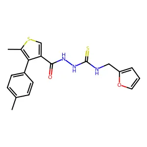 1-(furan-2-ylmethyl)-3-[[5-methyl-4-(4-methylphenyl)thiophene-3-carbonyl]amino]thiourea structure