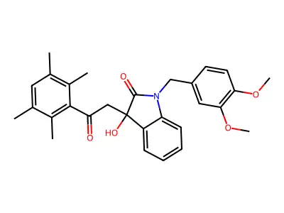 1-(3,4-dimethoxybenzyl)-3-hydroxy-3-[2-oxo-2-(2,3,5,6-tetramethylphenyl)ethyl]-1,3-dihydro-2H-indol-2-one structure