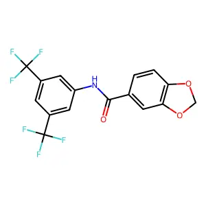 N-[3,5-bis(trifluoromethyl)phenyl]-1,3-benzodioxole-5-carboxamide structure