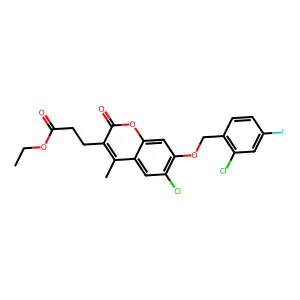 ethyl 3-{6-chloro-7-[(2-chloro-4-fluorobenzyl)oxy]-4-methyl-2-oxo-2H-chromen-3-yl}propanoate structure