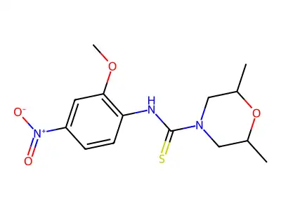 N-(2-methoxy-4-nitrophenyl)-2,6-dimethylmorpholine-4-carbothioamide structure