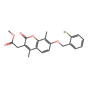methyl {7-[(2-bromobenzyl)oxy]-4,8-dimethyl-2-oxo-2H-chromen-3-yl}acetate structure