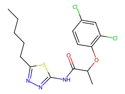 2-(2,4-dichlorophenoxy)-N-(5-pentyl-1,3,4-thiadiazol-2-yl)propanamide structure