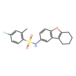 4-fluoro-2-methyl-N-(6,7,8,9-tetrahydrodibenzofuran-2-yl)benzenesulfonamide structure