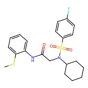 2-[cyclohexyl-(4-fluorophenyl)sulfonylamino]-N-(2-methylsulfanylphenyl)acetamide structure
