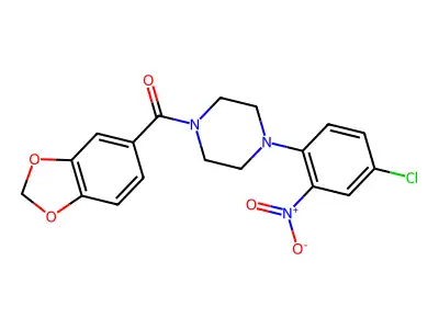1,3-Benzodioxol-5-yl[4-(4-chloro-2-nitrophenyl)piperazin-1-yl]methanone structure