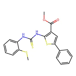 methyl 2-({[(2-methylthiophenyl)amino]thioxomethyl}amino)-5-phenylthiophene-3- carboxylate structure