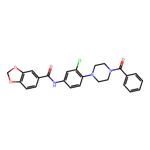 N-[4-(4-benzoylpiperazin-1-yl)-3-chlorophenyl]-1,3-benzodioxole-5-carboxamide structure