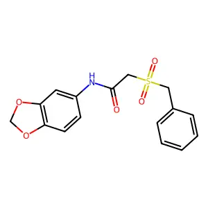 N-(1,3-benzodioxol-5-yl)-2-benzylsulfonylacetamide structure