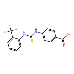 4-({[2-(Trifluoromethyl)phenyl]carbamothioyl}amino)benzoic acid structure