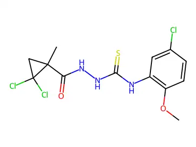N-(5-chloro-2-methoxyphenyl)-2-[(2,2-dichloro-1-methylcyclopropyl)carbonyl]hydrazinecarbothioamide structure