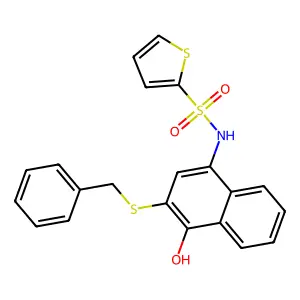 N-(3-benzylsulfanyl-4-hydroxynaphthalen-1-yl)thiophene-2-sulfonamide structure