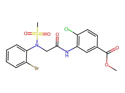 methyl 3-{[N-(2-bromophenyl)-N-(methylsulfonyl)glycyl]amino}-4-chlorobenzoate structure