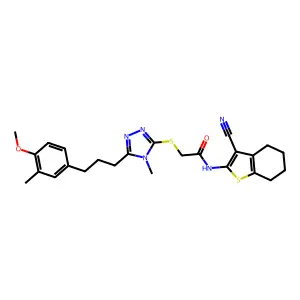 N-(3-cyano-4,5,6,7-tetrahydro-1-benzothiophen-2-yl)-2-({5-[3-(4-methoxy-3-methylphenyl)propyl]-4-methyl-4H-1,2,4-triazol-3-yl}sulfanyl)acetamide structure