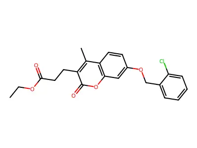 ethyl 3-{7-[(2-chlorobenzyl)oxy]-4-methyl-2-oxo-2H-chromen-3-yl}propanoate structure