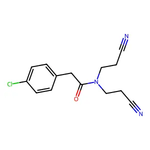 2-(4-chlorophenyl)-N,N-bis(2-cyanoethyl)acetamide structure