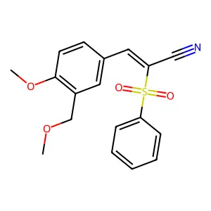 (Z)-2-(benzenesulfonyl)-3-[4-methoxy-3-(methoxymethyl)phenyl]prop-2-enenitrile structure