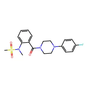 N-[2-[4-(4-fluorophenyl)piperazine-1-carbonyl]phenyl]-N-methylmethanesulfonamide structure