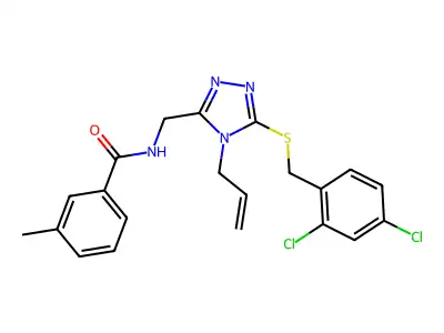 N-({5-[(2,4-dichlorobenzyl)sulfanyl]-4-(prop-2-en-1-yl)-4H-1,2,4-triazol-3-yl}methyl)-3-methylbenzamide structure