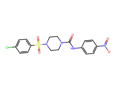 4-(4-chlorophenyl)sulfonyl-N-(4-nitrophenyl)piperazine-1-carboxamide structure