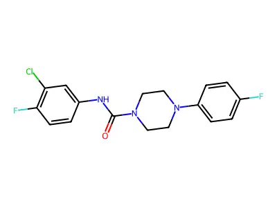 N-(3-chloro-4-fluorophenyl)-4-(4-fluorophenyl)piperazine-1-carboxamide structure