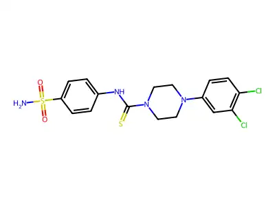 4-(3,4-dichlorophenyl)-N-(4-sulfamoylphenyl)piperazine-1-carbothioamide structure