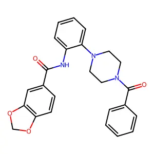 N-[2-(4-benzoyl-1-piperazinyl)phenyl]-1,3-benzodioxole-5-carboxamide structure