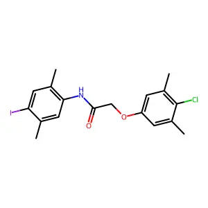 2-(4-chloro-3,5-dimethylphenoxy)-N-(4-iodo-2,5-dimethylphenyl)acetamide structure