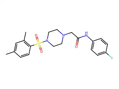 2-[4-(2,4-dimethylphenyl)sulfonylpiperazin-1-yl]-N-(4-fluorophenyl)acetamide structure