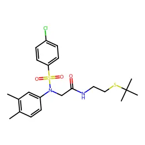 N-(2-tert-butylsulfanylethyl)-2-(N-(4-chlorophenyl)sulfonyl-3,4-dimethylanilino)acetamide structure