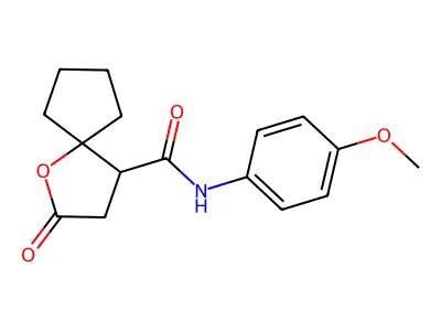N-(4-methoxyphenyl)-2-oxo-1-oxaspiro[4.4]nonane-4-carboxamide structure