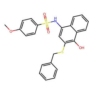 N-(3-benzylsulfanyl-4-hydroxynaphthalen-1-yl)-4-methoxybenzenesulfonamide structure