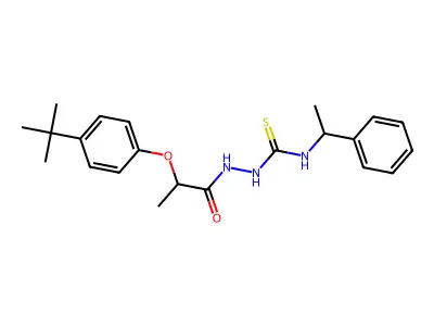 1-[2-(4-Tert-butylphenoxy)propanoylamino]-3-(1-phenylethyl)thiourea structure