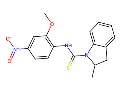N-(2-methoxy-4-nitrophenyl)-2-methyl-2,3-dihydroindole-1-carbothioamide structure
