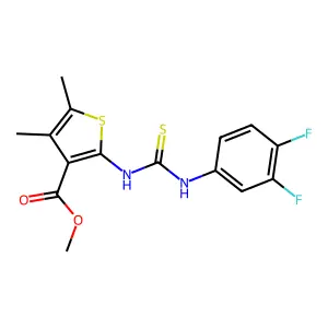 methyl 2-(3-(3,4-difluorophenyl)thioureido)-4,5-dimethylthiophene-3-carboxylate structure