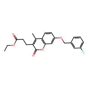 ethyl 3-{7-[(3-fluorobenzyl)oxy]-4-methyl-2-oxo-2H-chromen-3-yl}propanoate structure