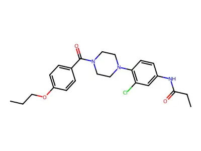 N-[3-chloro-4-[4-[oxo-(4-propoxyphenyl)methyl]-1-piperazinyl]phenyl]propanamide structure