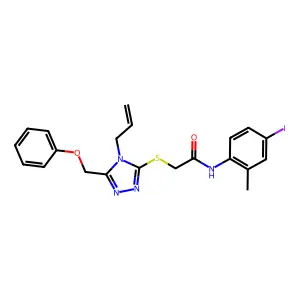 N-(4-iodo-2-methylphenyl)-2-[[5-(phenoxymethyl)-4-prop-2-enyl-1,2,4-triazol-3-yl]sulfanyl]acetamide structure