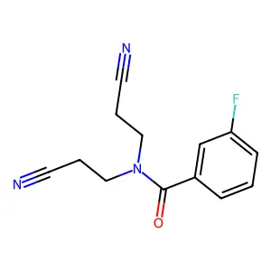 N,N-bis(2-cyanoethyl)-3-fluorobenzamide structure