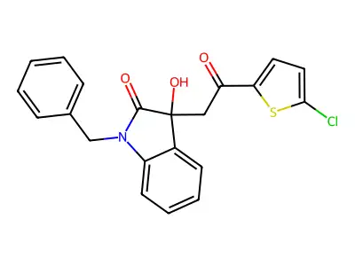 1-Benzyl-3-[2-(5-chlorothiophen-2-yl)-2-oxoethyl]-3-hydroxyindol-2-one structure
