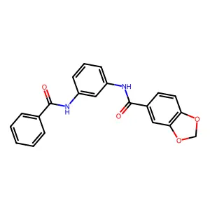 N-(3-benzamidophenyl)-1,3-benzodioxole-5-carboxamide structure