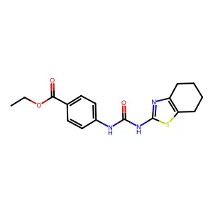ethyl 4-[(N-(4,5,6,7-tetrahydrobenzothiazol-2-yl)carbamoyl)amino]benzoate structure