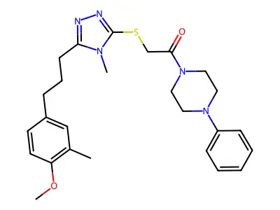 2-({5-[3-(4-methoxy-3-methylphenyl)propyl]-4-methyl-4H-1,2,4-triazol-3-yl}sulfanyl)-1-(4-phenylpiperazin-1-yl)ethanone structure