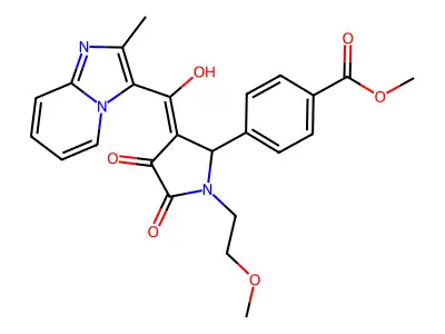 methyl 4-[3-[hydroxy-(2-methylimidazo[1,2-a]pyridin-3-yl)methylidene]-1-(2-methoxyethyl)-4,5-dioxopyrrolidin-2-yl]benzoate structure