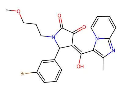 5-(3-bromophenyl)-4-[hydroxy-(2-methylimidazo[1,2-a]pyridin-3-yl)methylidene]-1-(3-methoxypropyl)pyrrolidine-2,3-dione structure