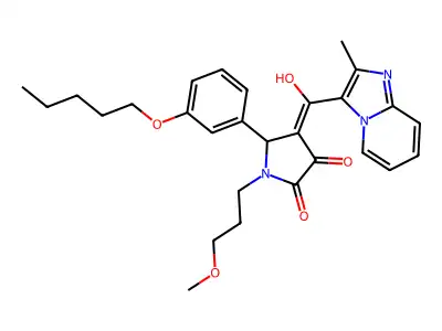 4-[Hydroxy(2-methylimidazo[1,2-a]pyridin-3-yl)methylidene]-1-(3-methoxypropyl)-5-[3-(pentyloxy)phenyl]pyrrolidine-2,3-dione structure